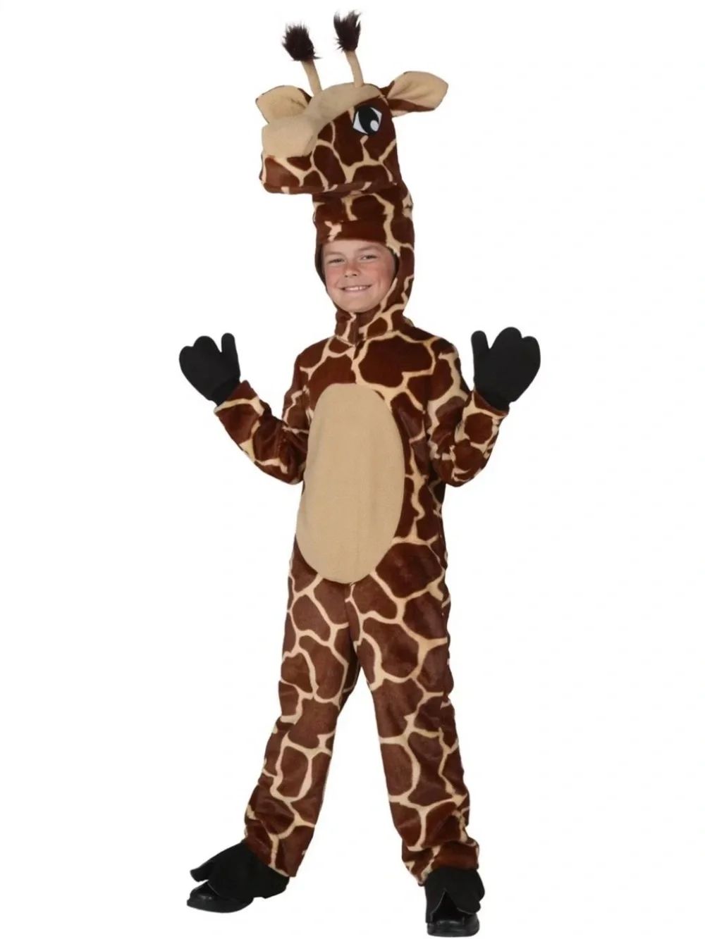 Kids Giraffe Costume Plush One-Piece in Brown & Tan